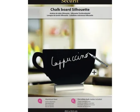 Tischkreidetafel mit Fuß Form Tasse schwarz 21,5x33,6x6 cm inkl. Kreidestift
