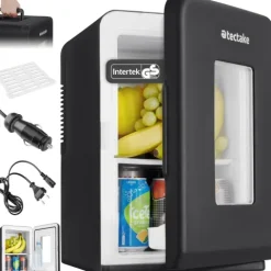 Tragbarer Mini-Kühlschrank tectake 27 x 31 x 41 cm 2 in 1 Kühl- und Heizfunktion schwarz