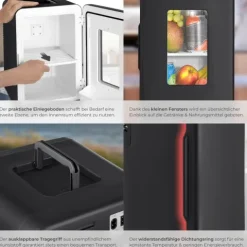 Tragbarer Mini-Kühlschrank tectake 27 x 31 x 41 cm 2 in 1 Kühl- und Heizfunktion schwarz
