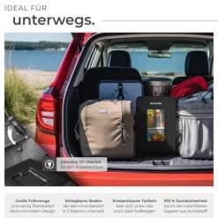 Tragbarer Mini-Kühlschrank tectake 27 x 31 x 41 cm 2 in 1 Kühl- und Heizfunktion schwarz