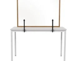Trennwand Hygieneschutz Glas zum Befestigen am Tisch Holzrahmen rustic 120x90 cm