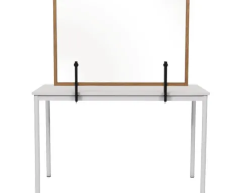 Trennwand Hygieneschutz Glas zum Befestigen am Tisch Holzrahmen rustic 120x90 cm