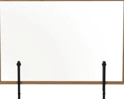 Trennwand Hygieneschutz Glas zum Befestigen am Tisch Holzrahmen rustic 120x90 cm