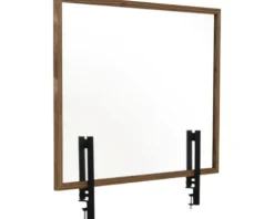 Trennwand Hygieneschutz Glas zum Befestigen am Tisch Holzrahmen rustic 120x90 cm