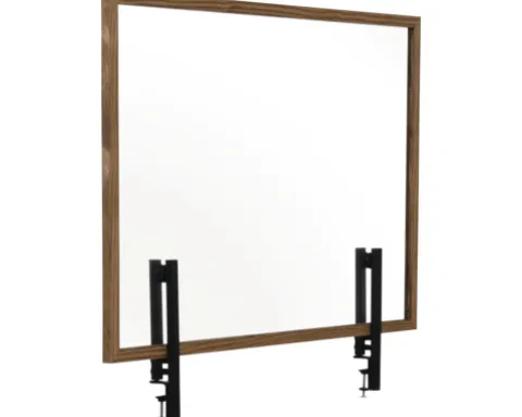 Trennwand Hygieneschutz Glas zum Befestigen am Tisch Holzrahmen rustic 120x90 cm
