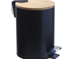Treteimer Tasir 3 l schwarz matt/Bambus