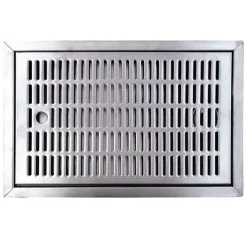 Tropfblech, Abtropfblech, Tropfschale - CNS zum Einlassen 440 mm x 240 mm inkl. Ablaufstutzen