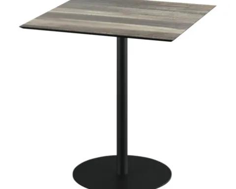 Urban Terrassentisch Tropical Wood eckig Aluminium, HPL 70×70×73,2 cm schwarz