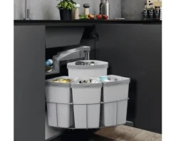 Vauth-Sagel Mülltrennsystem VS ENVI Center-4-39L Anzahl Fächer 4 12 Liter 9 Liter silber grau