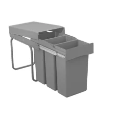 Victory Abfallsammler 30 l Bio Trio Deluxe Einbau-Mülltrennsystem Kunststoff/Metall alugrau für Drehtürschrank
