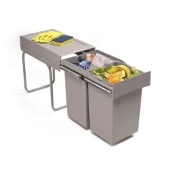 Victory Abfallsammler 28 Liter 72223060 Double Man Deluxe 2x14 L alugrau für 30 cm Drehtürschrank