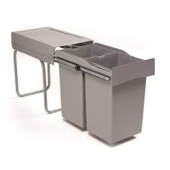 Victory Abfallsammler 28 Liter 72223060 Double Man Deluxe 2x14 L alugrau für 30 cm Drehtürschrank