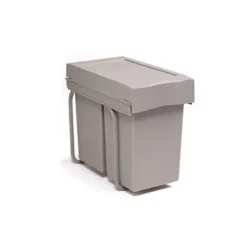 Victory Abfallsammler 28 Liter 72223060 Double Man Deluxe 2x14 L alugrau für 30 cm Drehtürschrank