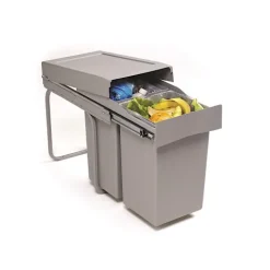 Victory Abfallsammler 28 Liter 72223060 Double Man Deluxe 2x14 L alugrau für 30 cm Drehtürschrank