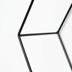 Vierfaches sechseckiges Wandregal aus Metall mit 4 Holzböden – 40,5 x 58 cm – Schwarz