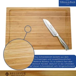 Villeroy&Boch Bambus Holz Schneidebrett, 39.5 x 26 x 2cm, mit Auffangrille, Küchenbrett