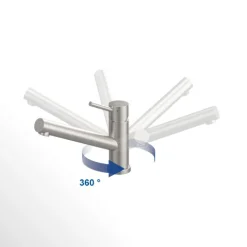 Villeroy & Boch Como Küchenarmatur, Hochdruck, Wasserhahn Küche mit Keramikkartusche und 360° Schwenkbereich, Spültischarmatur wassersparend, Auslauf Höhe 135mm, Edelstahl massiv