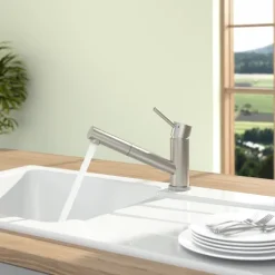 Villeroy & Boch Küchenarmatur Como Shower, Hochdruck-Armatur, ausziehbare Brause, wassersparend, Edelstahl massiv