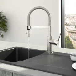Villeroy & Boch Küchenarmatur Steel Expert Compact, Hochdruck-Armatur, Umschaltfunktion, wassersparend, Edelstahl massiv