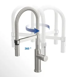 Villeroy & Boch Küchenarmatur Steel Expert Compact, Hochdruck-Armatur, Umschaltfunktion, wassersparend, Edelstahl massiv