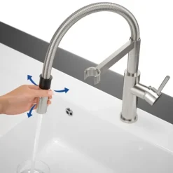 Villeroy & Boch Küchenarmatur Steel Expert 2.0, Hochdruck-Armatur, Umschaltfunktion, wassersparend, Edelstahl massiv