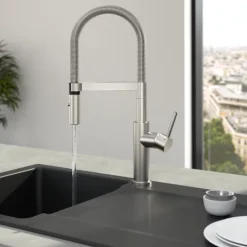 Villeroy & Boch Küchenarmatur Steel Expert 2.0, Hochdruck-Armatur, Umschaltfunktion, wassersparend, Edelstahl massiv