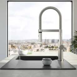 Villeroy & Boch Küchenarmatur Steel Expert 2.0, Hochdruck-Armatur, Umschaltfunktion, wassersparend, Edelstahl massiv