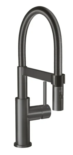 Villeroy & Boch Steel Expert Compact Küchenarmatur, Hochdruck, Wasserhahn Küche mit Umschaltfunktion und schwenkbarem Auslauf, Spültischarmatur wassersparend, Auslauf Höhe 143mm, Anthracite
