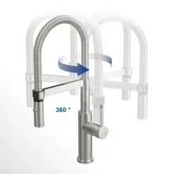 Villeroy & Boch Steel Expert Compact Küchenarmatur, Hochdruck, Wasserhahn Küche mit Umschaltfunktion und schwenkbarem Auslauf, Spültischarmatur wassersparend, Auslauf Höhe 143mm, Anthracite