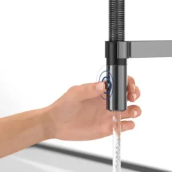 Villeroy & Boch Steel Expert Compact Küchenarmatur, Hochdruck, Wasserhahn Küche mit Umschaltfunktion und schwenkbarem Auslauf, Spültischarmatur wassersparend, Auslauf Höhe 143mm, Anthracite