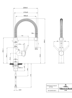 Villeroy & Boch Steel Expert Compact Küchenarmatur, Hochdruck, Wasserhahn Küche mit Umschaltfunktion und schwenkbarem Auslauf, Spültischarmatur wassersparend, Auslauf Höhe 143mm, Anthracite