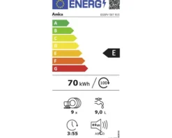 Vollintegrierter Geschirrspüler Amica EGSPV 587 915 für 9 Maßgedecke 9 l 49 dB (A)