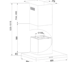 Wandhaube Amica KH 17803 S BxT 60 x 50 cm schwarz