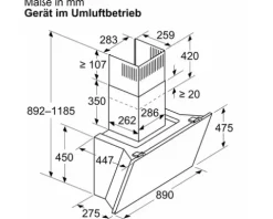 Wandhaube Bosch DWK91LT60 BxT 90 x 44,7 cm schwarz