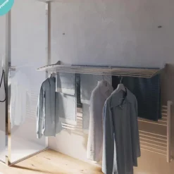 Wand-Wäscheständer Foxydry Down 116 cm aus Aluminium – nach unten klappbar, platzsparend, Tragkraft 10 kg