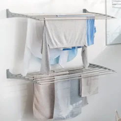 Wand-Wäscheständer Foxydry Down 116 cm aus Aluminium – nach unten klappbar, platzsparend, Tragkraft 10 kg