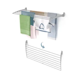 Wand-Wäscheständer Foxydry Down 116 cm aus Aluminium – nach unten klappbar, platzsparend, Tragkraft 10 kg