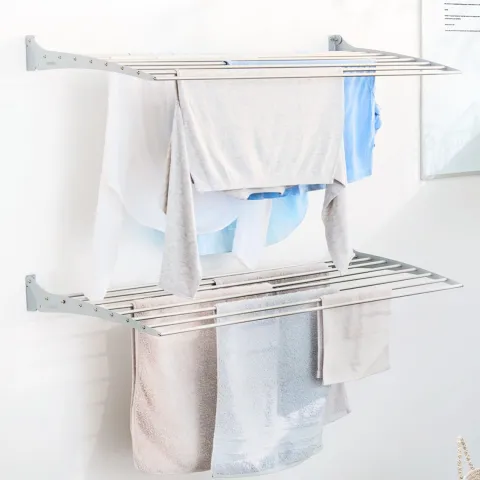 Wand-Wäscheständer Foxydry Down 116 cm aus Aluminium – nach unten klappbar, platzsparend, Tragkraft 10 kg
