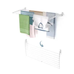 Wand-Wäscheständer Foxydry Down 116 cm aus Aluminium – nach unten klappbar, platzsparend, Tragkraft 10 kg