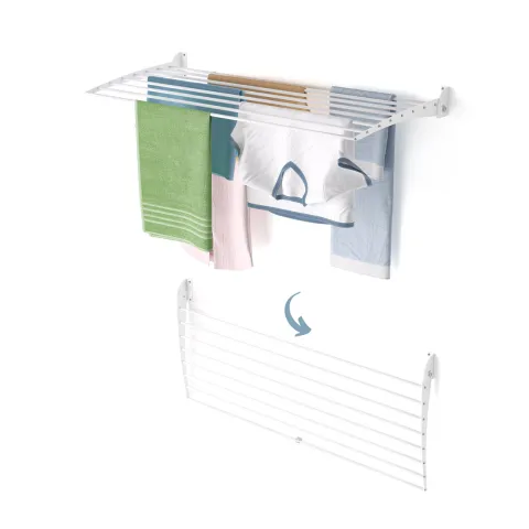 Wand-Wäscheständer Foxydry Down 116 cm aus Aluminium – nach unten klappbar, platzsparend, Tragkraft 10 kg