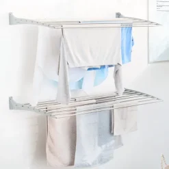 Wand-Wäscheständer Foxydry Down 62 cm aus Aluminium – nach unten klappbar, platzsparend, Tragkraft 10 kg