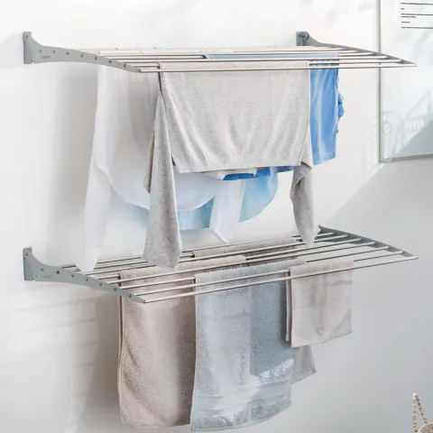 Wand-Wäscheständer Foxydry Down 82 cm aus Aluminium – nach unten klappbar, platzsparend, Tragkraft 10 kg