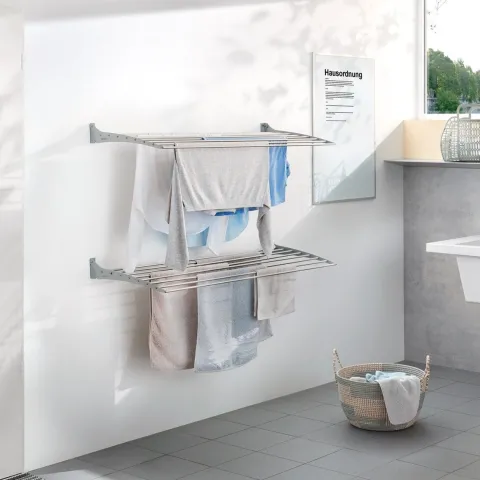 Wand-Wäscheständer Foxydry Down 82 cm aus Aluminium – nach unten klappbar, platzsparend, Tragkraft 10 kg