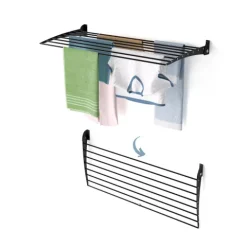 Wand-Wäscheständer Foxydry Down 116 cm aus Aluminium – nach unten klappbar, platzsparend, Tragkraft 10 kg