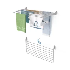 Wand-Wäscheständer Foxydry Down 102 cm aus Aluminium – nach unten klappbar, platzsparend, Tragkraft 10 kg