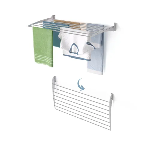 Wand-Wäscheständer Foxydry Down 102 cm aus Aluminium – nach unten klappbar, platzsparend, Tragkraft 10 kg