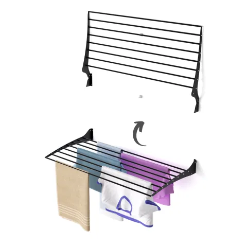 Wand-Wäscheständer Foxydry Fold 102 cm aus Aluminium – klappbar, platzsparend, Trockenlänge 8.1 m