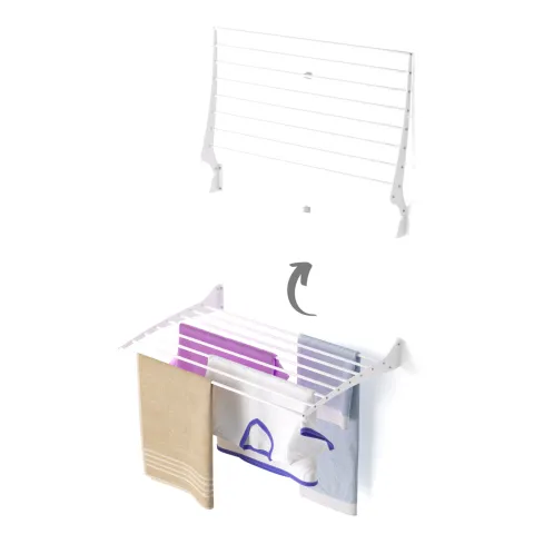 Wand-Wäscheständer Foxydry Fold 82 cm aus Aluminium – klappbar, platzsparend, Trockenlänge 6.5 m