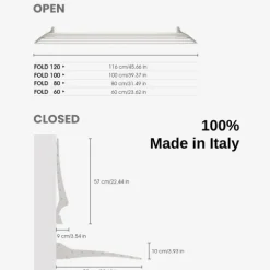 Wand-Wäscheständer Foxydry Fold 102 cm aus Aluminium – klappbar, platzsparend, Trockenlänge 8.1 m
