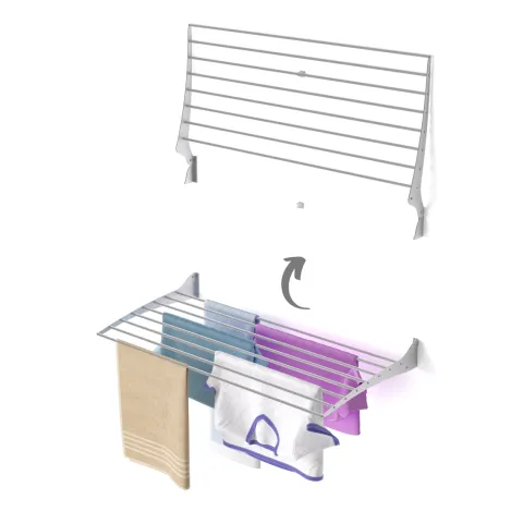 Wand-Wäscheständer Foxydry Fold 102 cm aus Aluminium – klappbar, platzsparend, Trockenlänge 8.1 m